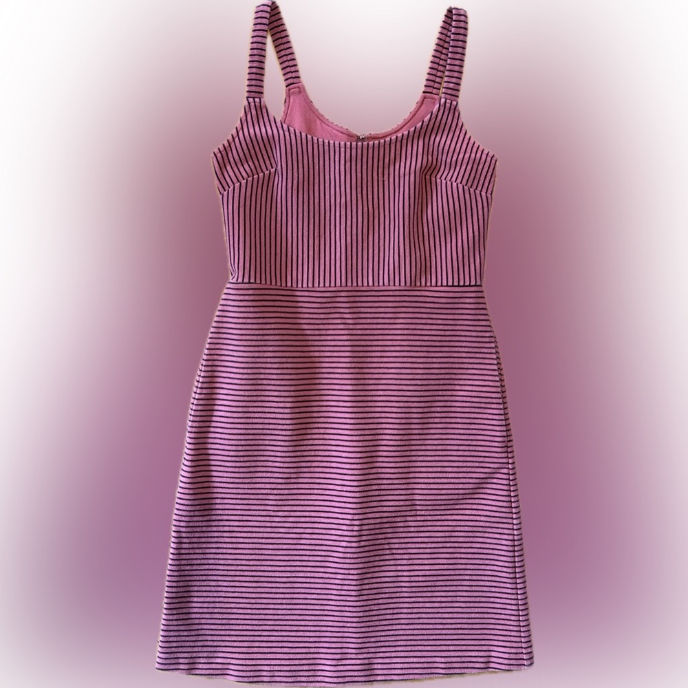 LOFT Ann Taylor Women's Dress Pink Black Striped Sleeveless Size 0